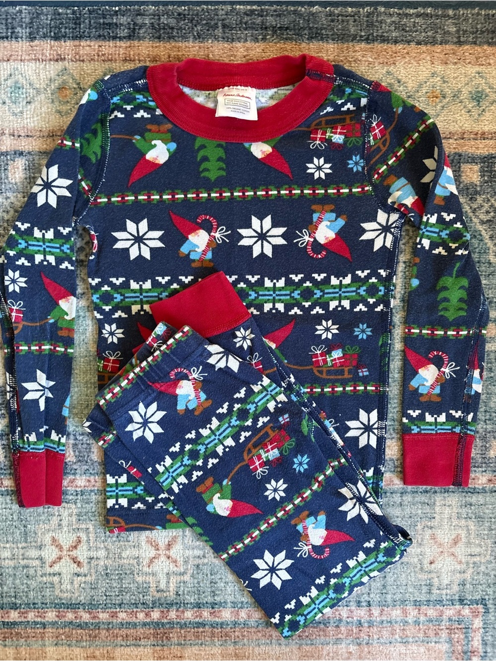 Hanna Andersson Christmas Gnome Pajamas Size 5 110 Organic Cotton